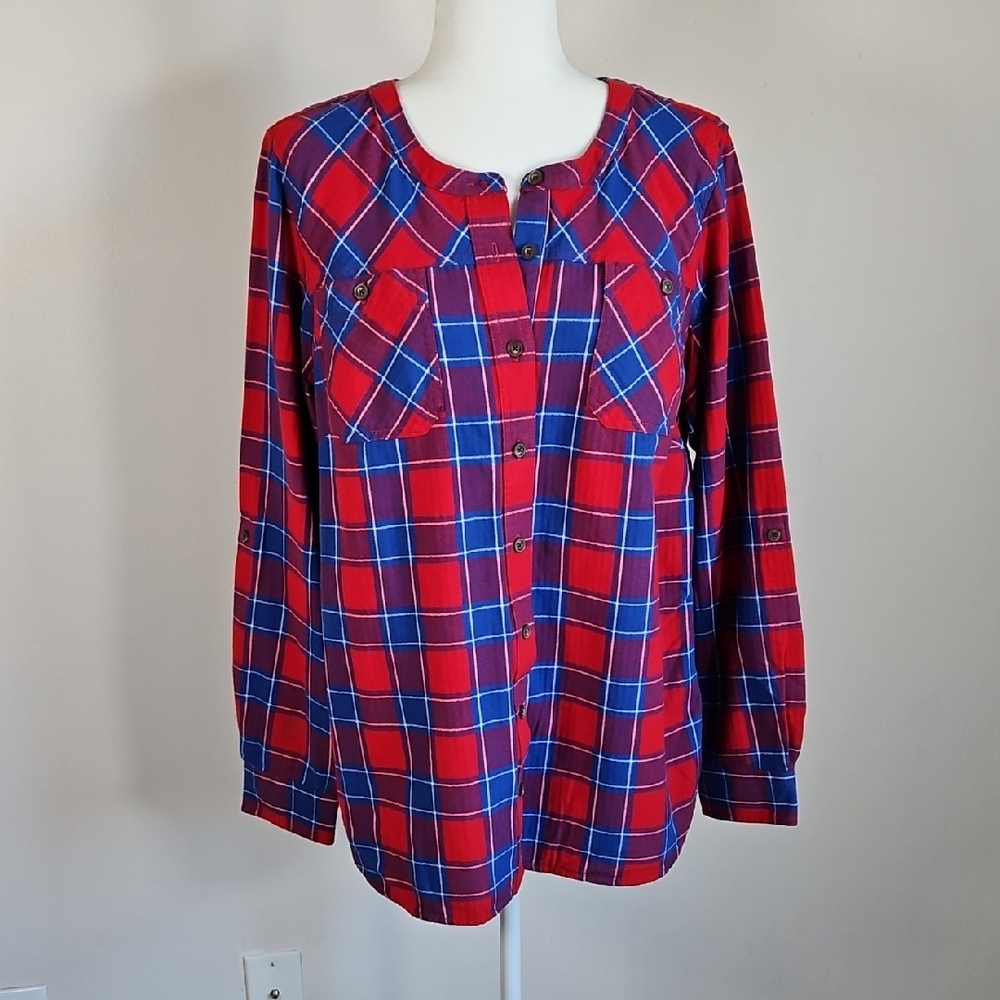 Duluth Plaid  Flannel Blouse Top Cotton Cabin Core Gorpcore LG